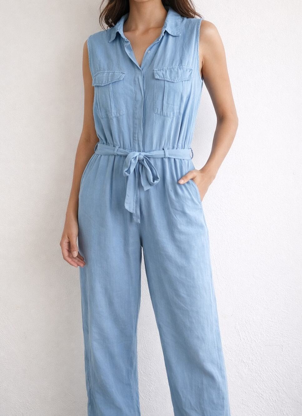 Young Fabulous & Broke Sleeveless Utility Jumpsuit Blue Small